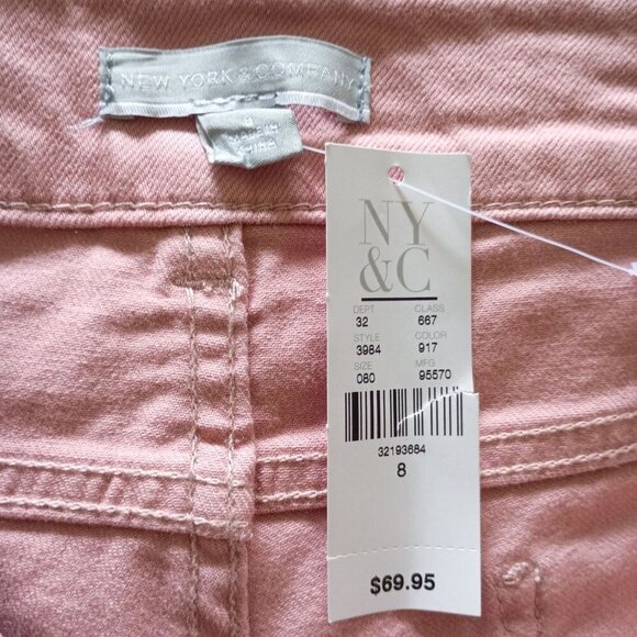 New York & Co Pink Distressed Boyfriend Jeans NWT Stretch women size 8 - Picture 2 of 9